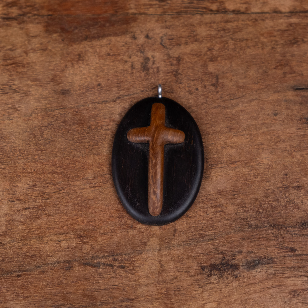 Oval Pendant with Cross