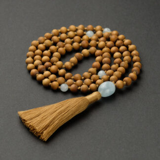 Sandalwood Mala with Aquamarine